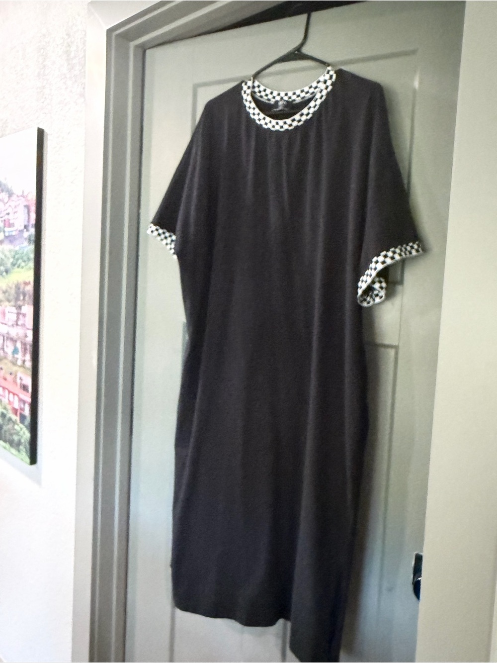 Dressed in LALA Black Maxi Dress with Checker Trim